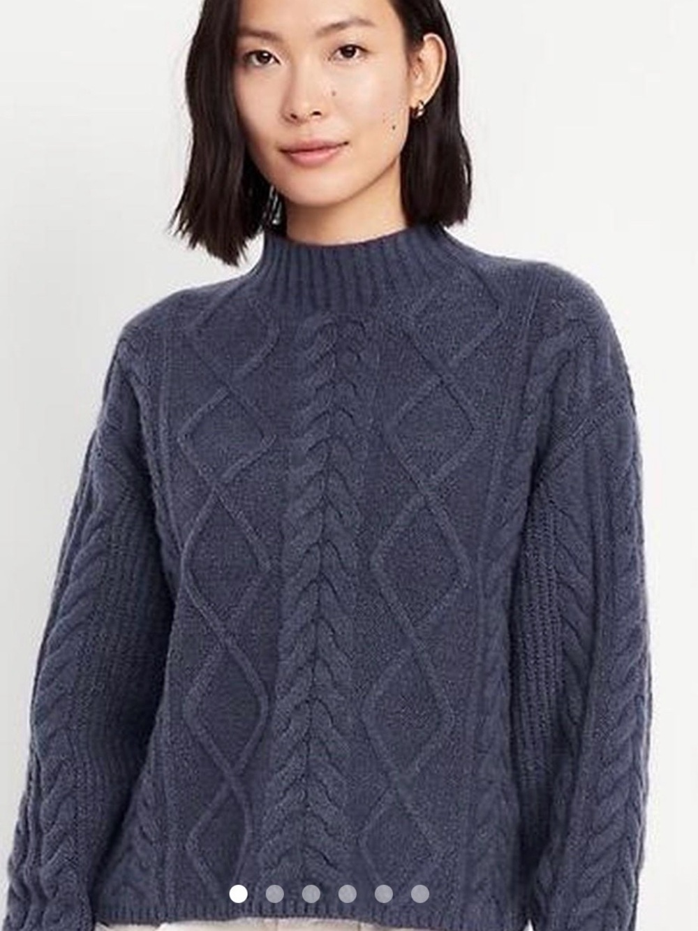 Old Navy SoSoft Cropped Mock-Neck Cable Sweater Blue Size Medium
